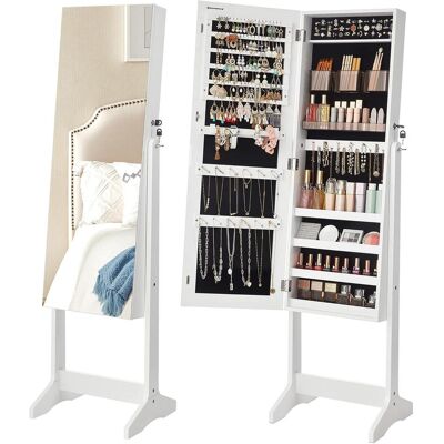 Songmics, Uhrenbox + Schmuckaufbewahrung, Schmuckschrank Spiegelschrank Stehend Make-up Organizer Weiss, Weiss Songmics, Uhrenbox + Schmuckaufbewahrung, Schmuckschrank Spiegelschrank Stehend Make-up Organizer Weiss, Weiss