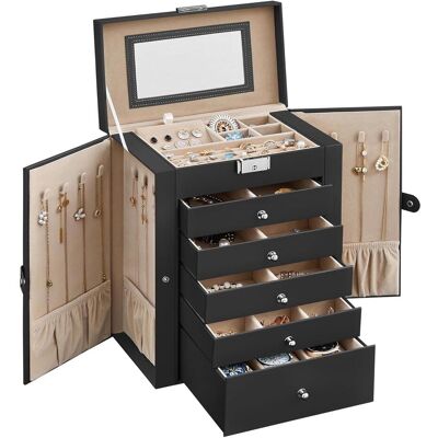 Songmics, Uhrenbox + Schmuckaufbewahrung, Schmuckkasten, Schwarz Songmics, Uhrenbox + Schmuckaufbewahrung, Schmuckkasten, Schwarz
