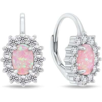 Brilio, Ohrringe, Silver - Charming silver earrings with zircons and pink opals EA1127WP, (Silber) Brilio, Ohrringe, Silver - Charming silver earrings with zircons and pink opals EA1127WP, (Silber)