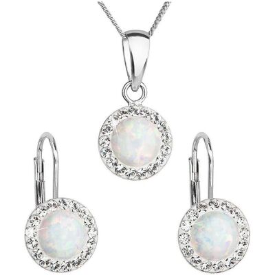 Evolution Group, Schmuck Set, - Glittering jewelry set with Preciosa crystals 39160.1 & white s.opal (earrings., Mehrfarbig, (Preciosa crystals, white s.opal) Evolution Group, Schmuck Set, - Glittering jewelry set with Preciosa crystals 39160.1 & white s.opal (earrings., Mehrfarbig, (Preciosa crystals, white s.opal)