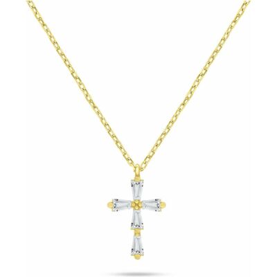 Brilio, Halsschmuck, Silver Dazzling Gold-Plated Necklace For Women Cross Ncl198y, (Silber) Brilio, Halsschmuck, Silver Dazzling Gold-Plated Necklace For Women Cross Ncl198y, (Silber)
