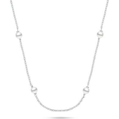 Brilio, Halsschmuck, Silver - Fine Silver Necklace with Majorica Pearls NCL141W, (Silber) Brilio, Halsschmuck, Silver - Fine Silver Necklace with Majorica Pearls NCL141W, (Silber)