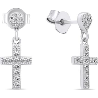Brilio, Ohrringe, Silver - Modern silver earrings with zirconia Crosses EA572W, (Silber) Brilio, Ohrringe, Silver - Modern silver earrings with zirconia Crosses EA572W, (Silber)