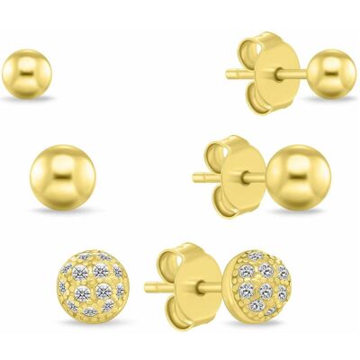 Brilio, Ohrringe, Vergoldetes Ohrstecker-Set SET297Y (3 Paar Ohrringe), (Vergoldet) Brilio, Ohrringe, Vergoldetes Ohrstecker-Set SET297Y (3 Paar Ohrringe), (Vergoldet)