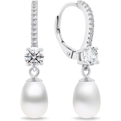 Brilio, Ohrringe, Silver - Elegant silver earrings with pearls EA634W Brilio, Ohrringe, Silver - Elegant silver earrings with pearls EA634W