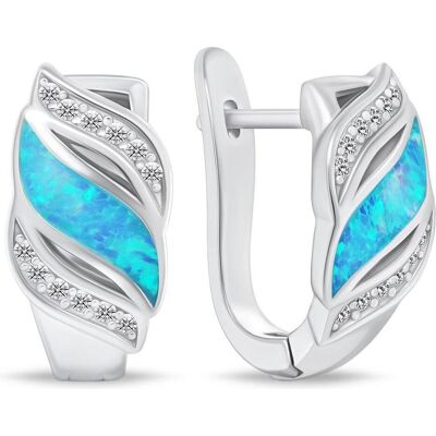 Brilio, Ohrringe, Silver - Charming silver earrings with zircons and synthetic opal EA970WLB Brilio, Ohrringe, Silver - Charming silver earrings with zircons and synthetic opal EA970WLB