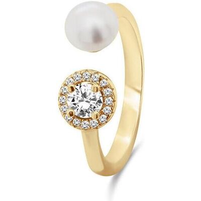Brilio, Ring, Silver - Elegant silver ring with real pearl and zircons RI062W - Circuit: 60 mm, (60) Brilio, Ring, Silver - Elegant silver ring with real pearl and zircons RI062W - Circuit: 60 mm, (60)