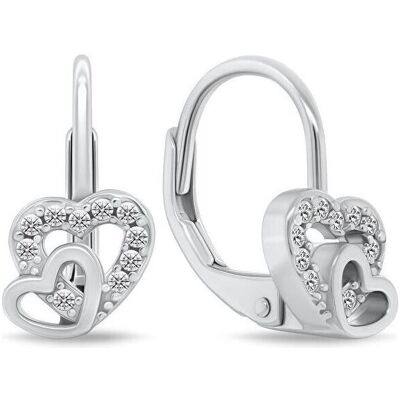 Brilio, Ohrringe, Silver earrings with zircons Double heart EA1275W, (Silber, Zirkonia) Brilio, Ohrringe, Silver earrings with zircons Double heart EA1275W, (Silber, Zirkonia)