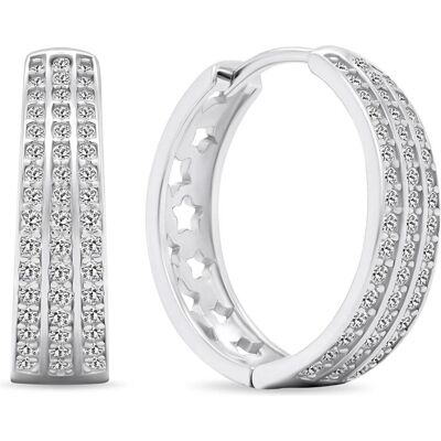 Brilio, Ohrringe, Silver - Sparkling silver hoop earrings with zircons EA459W Brilio, Ohrringe, Silver - Sparkling silver hoop earrings with zircons EA459W