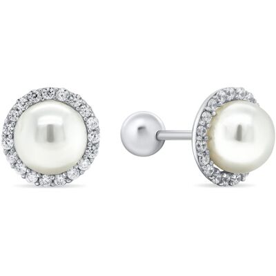 Brilio, Ohrringe, Silver - Fine silver earrings with pearls EA228W, (Silber) Brilio, Ohrringe, Silver - Fine silver earrings with pearls EA228W, (Silber)