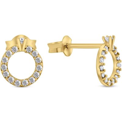 Brilio, Ohrringe, Silver - Sparkling Gold Plated Earrings EA357Y, (Silber) Brilio, Ohrringe, Silver - Sparkling Gold Plated Earrings EA357Y, (Silber)