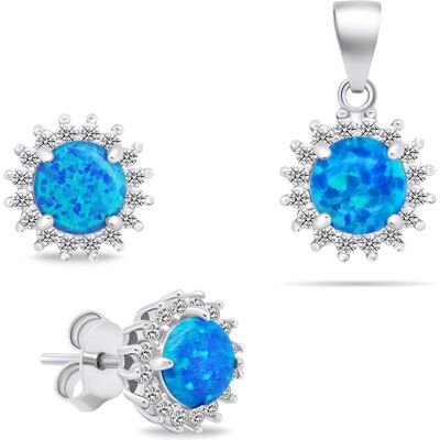 Brilio, Ohrringe, Silver - Beautiful opal jewelry set SET231WB (earrings. pendant), (Silber) Brilio, Ohrringe, Silver - Beautiful opal jewelry set SET231WB (earrings. pendant), (Silber)