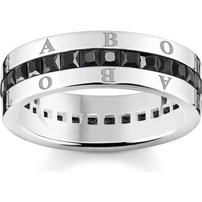 Thomas Sabo, Ring, Bandring mit Schwarzen Steinen Pavé Silber, (60, 925 Silber) Thomas Sabo, Ring, Bandring mit Schwarzen Steinen Pavé Silber, (60, 925 Silber)