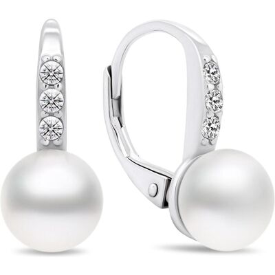 Brilio, Ohrringe, Silver - Charming silver earrings with pearls and zircons EA385W, (Silber) Brilio, Ohrringe, Silver - Charming silver earrings with pearls and zircons EA385W, (Silber)