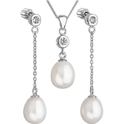 Evolution Group, Schmuck Set, Silver Pearl Set with Zircons Pavon 29005.1 AAA White, Weiss Evolution Group, Schmuck Set, Silver Pearl Set with Zircons Pavon 29005.1 AAA White, Weiss