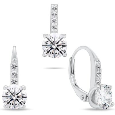 Brilio, Ohrringe, Silver - Elegant silver set with zircons SET274W (pendant. dangle earrings), (Silber) Brilio, Ohrringe, Silver - Elegant silver set with zircons SET274W (pendant. dangle earrings), (Silber)