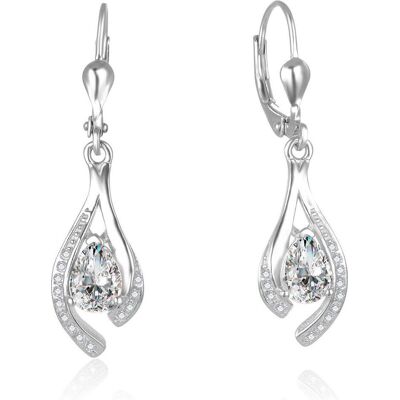 Beneto, Ohrringe, Beautiful silver earrings with clear zircons AGUC2693-W, (Silber) Beneto, Ohrringe, Beautiful silver earrings with clear zircons AGUC2693-W, (Silber)