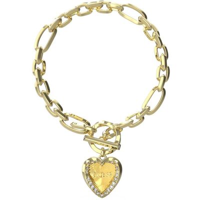 Guess Armschmuck, HEART & T-BAR CHAIN BRACELET Armband, (18.50 cm, Edelstahl) Guess Armschmuck, HEART & T-BAR CHAIN BRACELET Armband, (18.50 cm, Edelstahl)