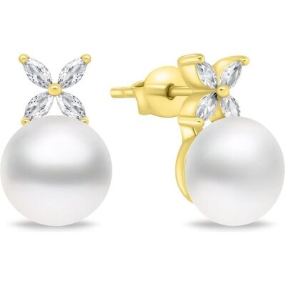 Brilio, Ohrringe, Silver - Decent gold plated earrings with pearls and zircons EA971Y Brilio, Ohrringe, Silver - Decent gold plated earrings with pearls and zircons EA971Y