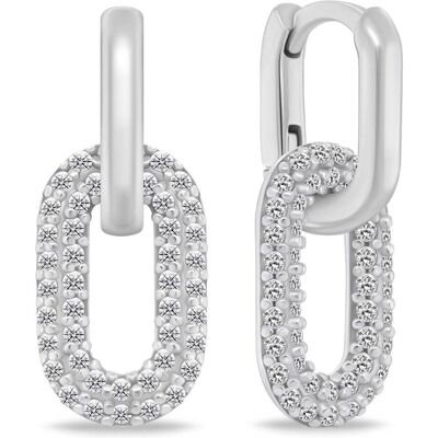 Brilio, Ohrringe, Silver - Silver oval earrings 2in1 with zircons EA1177W, (Silber) Brilio, Ohrringe, Silver - Silver oval earrings 2in1 with zircons EA1177W, (Silber)