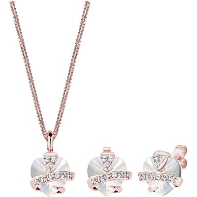 Elli, Schmuck Set, Schmuckset Herz Glamourös Kristalle 925 Silber, Rosa, (925 Sterling Silber, Glaskristall) Elli, Schmuck Set, Schmuckset Herz Glamourös Kristalle 925 Silber, Rosa, (925 Sterling Silber, Glaskristall)