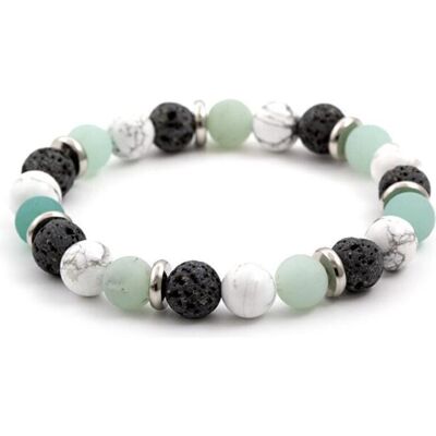 Beneto, Armschmuck, Bead bracelet made of amazonite. lava stone and howlite MINK36 / 18, (Amazonit, HOWLIT, Lavastein) Beneto, Armschmuck, Bead bracelet made of amazonite. lava stone and howlite MINK36 / 18, (Amazonit, HOWLIT, Lavastein)
