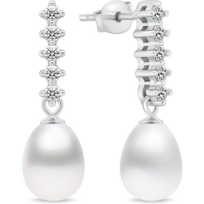 Brilio, Ohrringe, Silver - Charming silver earrings with pearl and zircons EA950W Brilio, Ohrringe, Silver - Charming silver earrings with pearl and zircons EA950W