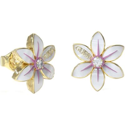 Guess Ohrringe, Beautiful steel earrings White Lotus JUBE04131JWYGWHT/U, (Emaillierung, Plattierter Stahl) Guess Ohrringe, Beautiful steel earrings White Lotus JUBE04131JWYGWHT/U, (Emaillierung, Plattierter Stahl)