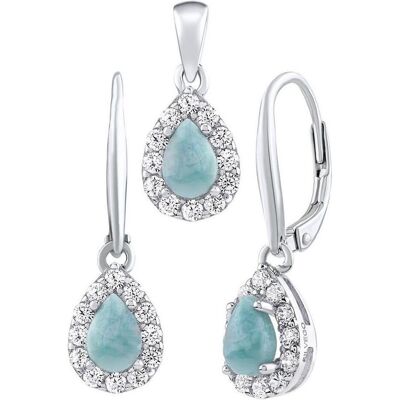 Silvego, Ohrringe, EUREKA silver jewelry set with Larimar - earrings and pendant JJJ1393LR Silvego, Ohrringe, EUREKA silver jewelry set with Larimar - earrings and pendant JJJ1393LR