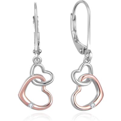 Beneto, Ohrringe, Romantic silver bicolor earrings with hearts AGUC2608 (L), (Silber) Beneto, Ohrringe, Romantic silver bicolor earrings with hearts AGUC2608 (L), (Silber)