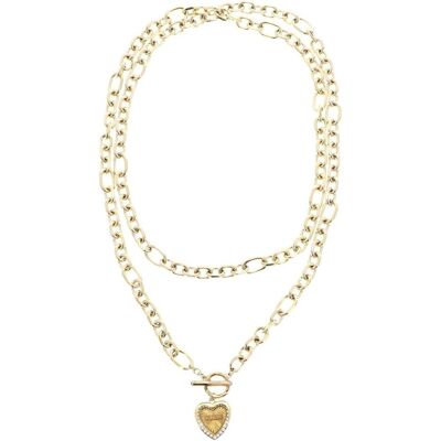 Guess Halsschmuck, 37" HEART & T-BAR CHAIN NK Halskette, (Edelstahl, Glas) Guess Halsschmuck, 37" HEART & T-BAR CHAIN NK Halskette, (Edelstahl, Glas)