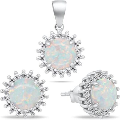 Brilio, Ohrringe, Silver - Charming Opal Jewelry Set SET254W (Earrings. Pendant) Brilio, Ohrringe, Silver - Charming Opal Jewelry Set SET254W (Earrings. Pendant)