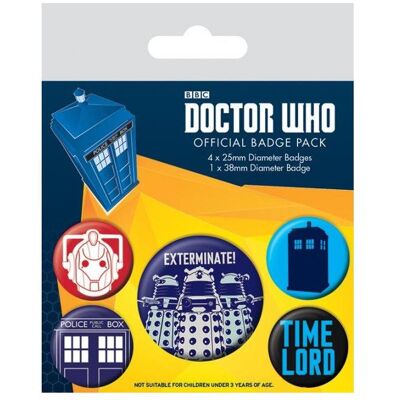 Pyramid Anstecknadel, DOCTOR WHO - Pack 5 Badges - Exterminate, Mehrfarbig Pyramid Anstecknadel, DOCTOR WHO - Pack 5 Badges - Exterminate, Mehrfarbig