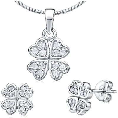 Silvego, Ohrringe, Silver four-leaf clover set JJJS2238 (earrings. pendant), (925 Sterling Silber) Silvego, Ohrringe, Silver four-leaf clover set JJJS2238 (earrings. pendant), (925 Sterling Silber)