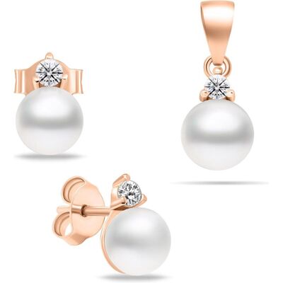 Brilio, Ohrringe, Silver - Elegant bronze jewelry set with pearls SET227R (earrings. pendant) Brilio, Ohrringe, Silver - Elegant bronze jewelry set with pearls SET227R (earrings. pendant)