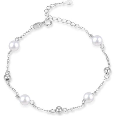 Agato, Armschmuck, Elegant silver bracelet with pearls AGB759/21P, (Silber) Agato, Armschmuck, Elegant silver bracelet with pearls AGB759/21P, (Silber)