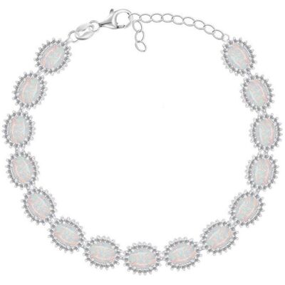 Brilio, Armschmuck, Silver - Beautiful silver bracelet with synthetic opals BRC127W Brilio, Armschmuck, Silver - Beautiful silver bracelet with synthetic opals BRC127W
