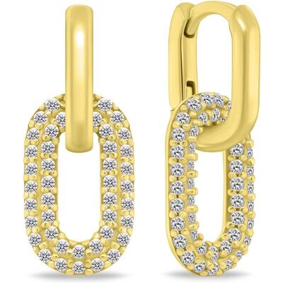 Brilio, Ohrringe, Silver - Gold-plated oval earrings 2in1 with zircons EA1177Y, (Silber) Brilio, Ohrringe, Silver - Gold-plated oval earrings 2in1 with zircons EA1177Y, (Silber)
