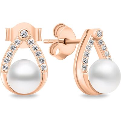 Brilio, Ohrringe, Silver - Charming bronze earrings with pearls and zircons EA615R, (Bronze, Silber) Brilio, Ohrringe, Silver - Charming bronze earrings with pearls and zircons EA615R, (Bronze, Silber)