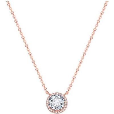 Beneto, Halsschmuck, Pink gold plated silver necklace with crystals AGS1135 / 47-ROSE (L), (925 Sterling Silber, Kristalle) Beneto, Halsschmuck, Pink gold plated silver necklace with crystals AGS1135 / 47-ROSE (L), (925 Sterling Silber, Kristalle)