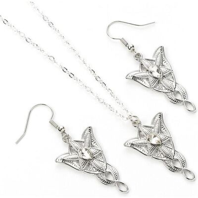 Schmuck Set, Collana e Orecchini Il Signore degli Anelli Evenstar, Silber, (Zinklegierung) Schmuck Set, Collana e Orecchini Il Signore degli Anelli Evenstar, Silber, (Zinklegierung)