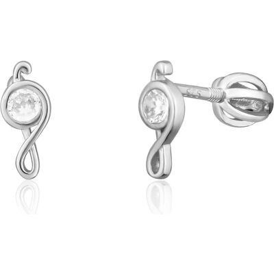 JVD, Ohrringe, Silver earrings Treble clef with zircons SVLE1822XH2BISR, (Silber 925) JVD, Ohrringe, Silver earrings Treble clef with zircons SVLE1822XH2BISR, (Silber 925)