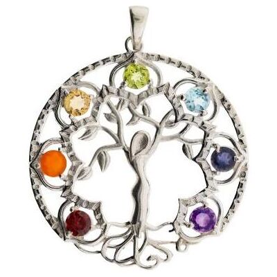 Berk, Kettenanhänger, Anhänger Elfenbaum mit Chakrasteinen, (Amethyst, Blauer Topaz, Citrin, Granat, Iolith, Karneol, peridot, Silber) Berk, Kettenanhänger, Anhänger Elfenbaum mit Chakrasteinen, (Amethyst, Blauer Topaz, Citrin, Granat, Iolith, Karneol, peridot, Silber)