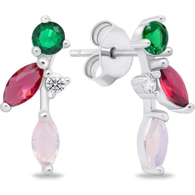 Brilio, Ohrringe, Silver - Playful silver earrings with colored zircons EA776WRBW, (Silber) Brilio, Ohrringe, Silver - Playful silver earrings with colored zircons EA776WRBW, (Silber)