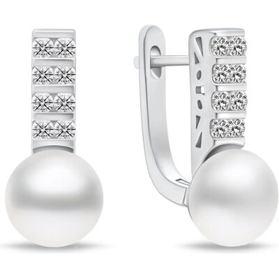Brilio, Ohrringe, Silver - Unique silver earrings with pearls and zircons EA941W, (Silber) Brilio, Ohrringe, Silver - Unique silver earrings with pearls and zircons EA941W, (Silber)