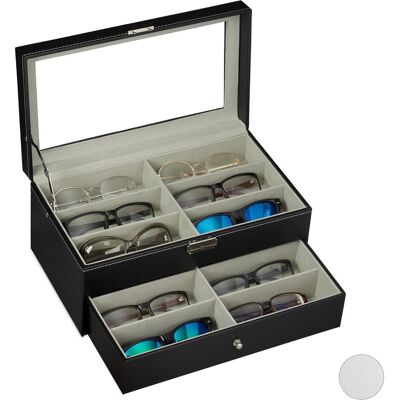 Relaxdays, Uhrenbox + Schmuckaufbewahrung, Brillenbox, Schwarz Relaxdays, Uhrenbox + Schmuckaufbewahrung, Brillenbox, Schwarz