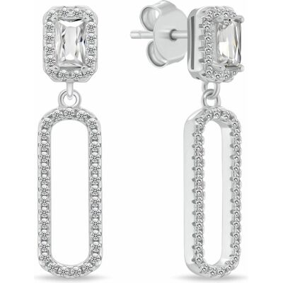 Brilio, Ohrringe, Silver - Modern dangle earrings with clear zircons EA1184W, (Silber) Brilio, Ohrringe, Silver - Modern dangle earrings with clear zircons EA1184W, (Silber)