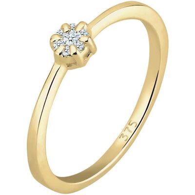 Elli, Ring, Diamore Womens Engagement Flower Diamond Ring 008 ct in 375 Yellow Gold, (56) Elli, Ring, Diamore Womens Engagement Flower Diamond Ring 008 ct in 375 Yellow Gold, (56)