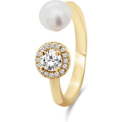 Brilio, Ring, Silver - Elegant silver ring with real pearl and zircons RI062W - Circuit: 50 mm, (50) Brilio, Ring, Silver - Elegant silver ring with real pearl and zircons RI062W - Circuit: 50 mm, (50)