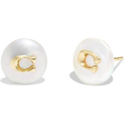 Coach, Ohrringe, - Brass earrings with synthetic pearl 37351511GLD107, (Messing) Coach, Ohrringe, - Brass earrings with synthetic pearl 37351511GLD107, (Messing)